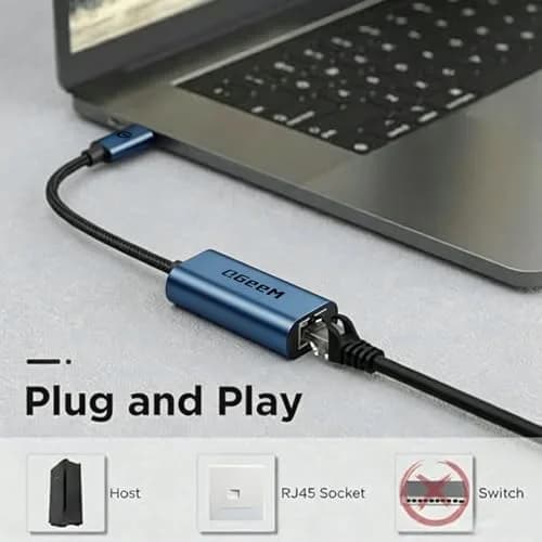 QGeeM USB C to Ethernet Adapter 1000Mbps | Stable Gigabit Network for USB-C Devices thumbnail 5