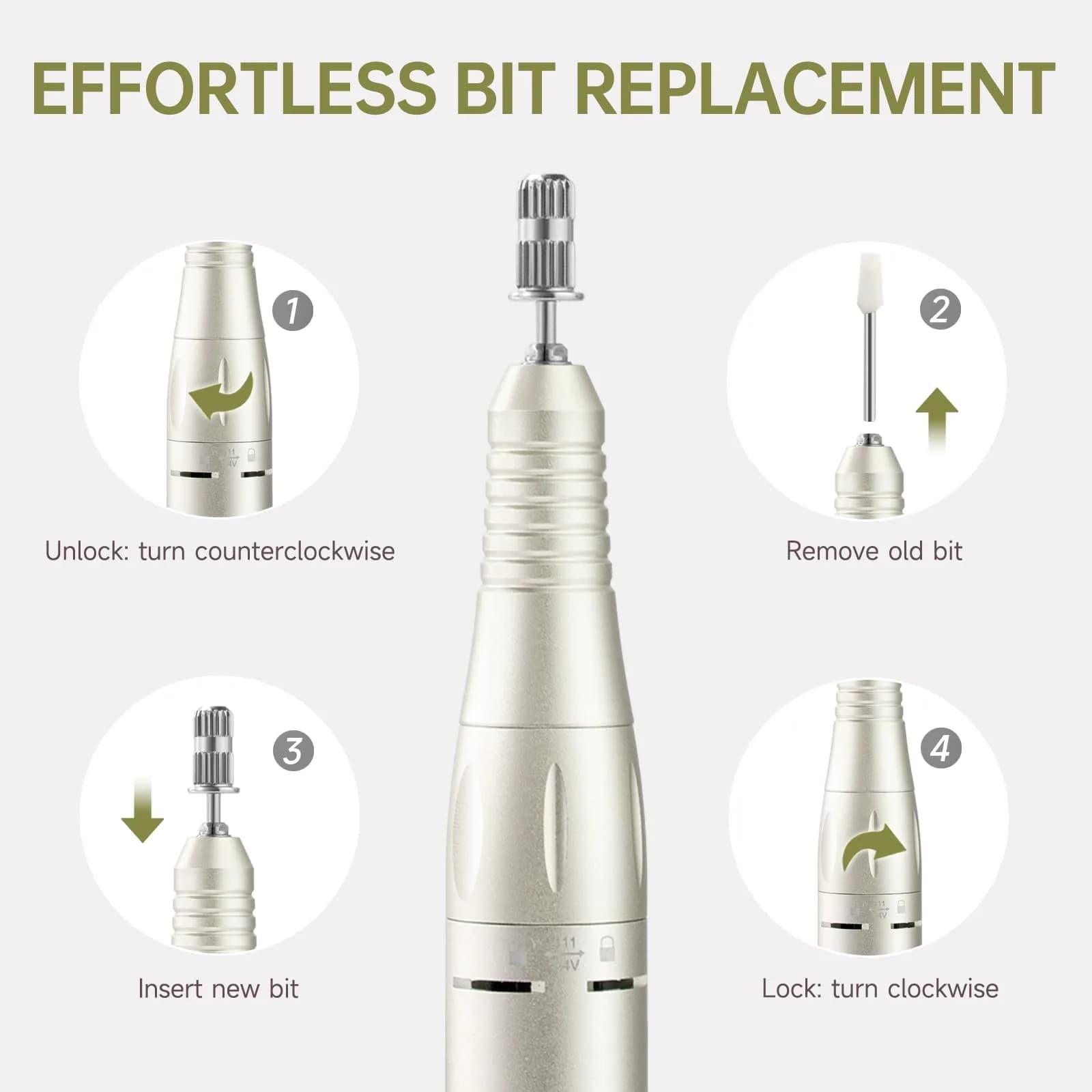 HQMPHQ Professional Nail Drill 45000RPM Elegant White | High-Speed Electric Nail File for Acrylic Gel Nails - view 5