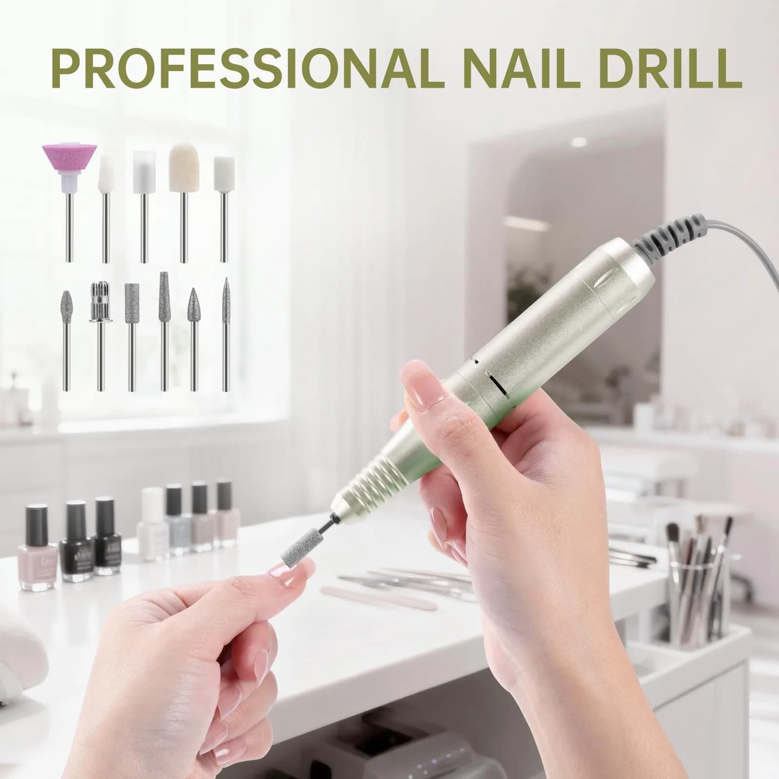 HQMPHQ Professional Nail Drill 45000RPM Elegant White | High-Speed Electric Nail File for Acrylic Gel Nails - view 6