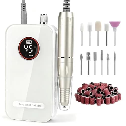 HQMPHQ Professional Nail Drill 45000RPM Rechargeable Electric Nail File | Whisper-Quiet Operation thumbnail 1
