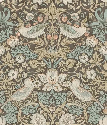 NuWallpaper Strawberry Thief Mole Peel and Stick Wallpaper 20.5" x 18ft | Morris & Co. Botanical Floral Design thumbnail 1