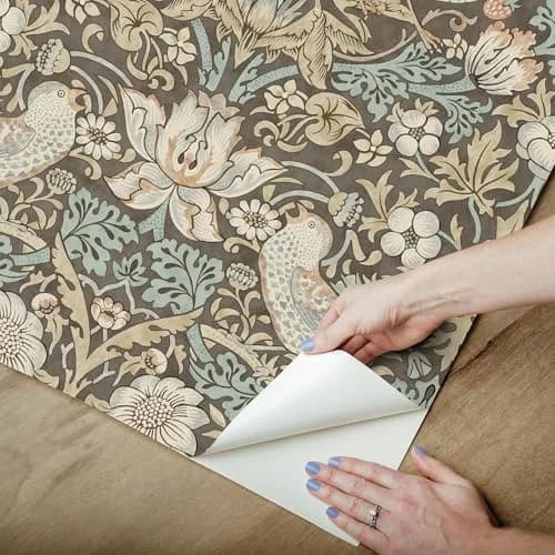 NuWallpaper Strawberry Thief Mole Peel and Stick Wallpaper 20.5" x 18ft | Morris & Co. Botanical Floral Design thumbnail 4