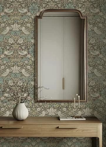 NuWallpaper Strawberry Thief Mole Peel and Stick Wallpaper 20.5" x 18ft | Morris & Co. Botanical Floral Design thumbnail 3