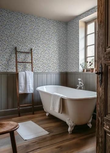 NuWallpaper x Morris & Co. Bird and Pomegranate Woad Peel and Stick Wallpaper | Botanical Floral Pattern, 20.5" x 18ft, Blue thumbnail 2
