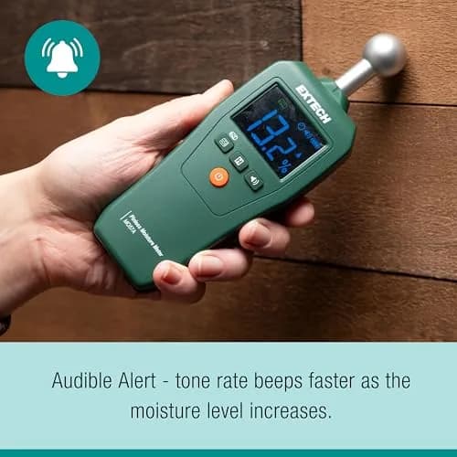 Extech MO57A Pinless Moisture Meter with Spherical Sensor, 100mm (4in) Depth | Non-Destructive Wood, Drywall, Concrete Moisture Reader thumbnail 4