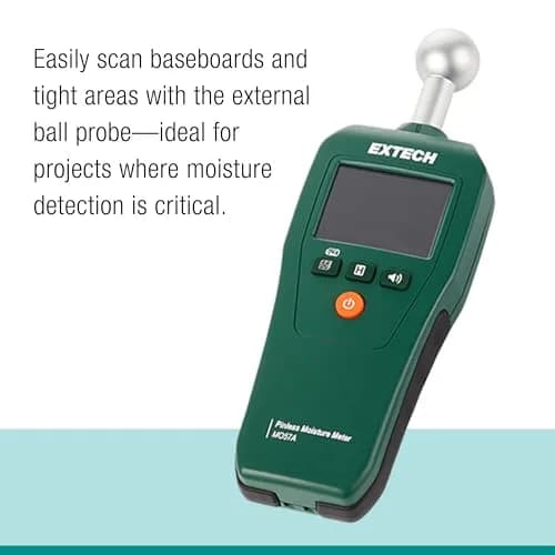 Extech MO57A Pinless Moisture Meter with Spherical Sensor, 100mm (4in) Depth | Non-Destructive Wood, Drywall, Concrete Moisture Reader thumbnail 6