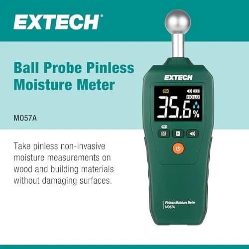 Extech MO57A Pinless Moisture Meter with Spherical Sensor, 100mm (4in) Depth | Non-Destructive Wood, Drywall, Concrete Moisture Reader thumbnail 2
