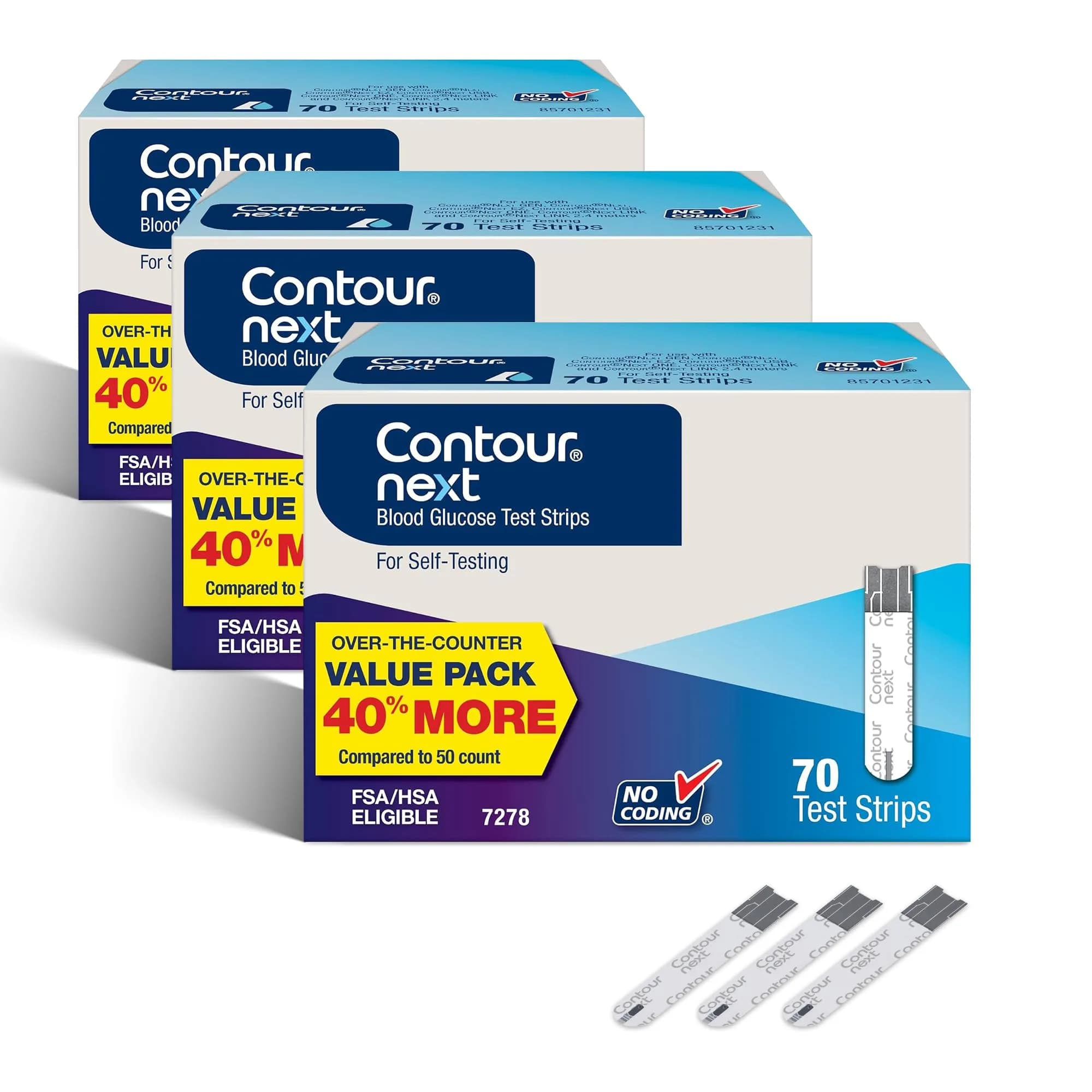 Ascensia Contour Next Blood Glucose Test Strips 210 Count (3x70ct) | Proven Accuracy for Diabetes Management