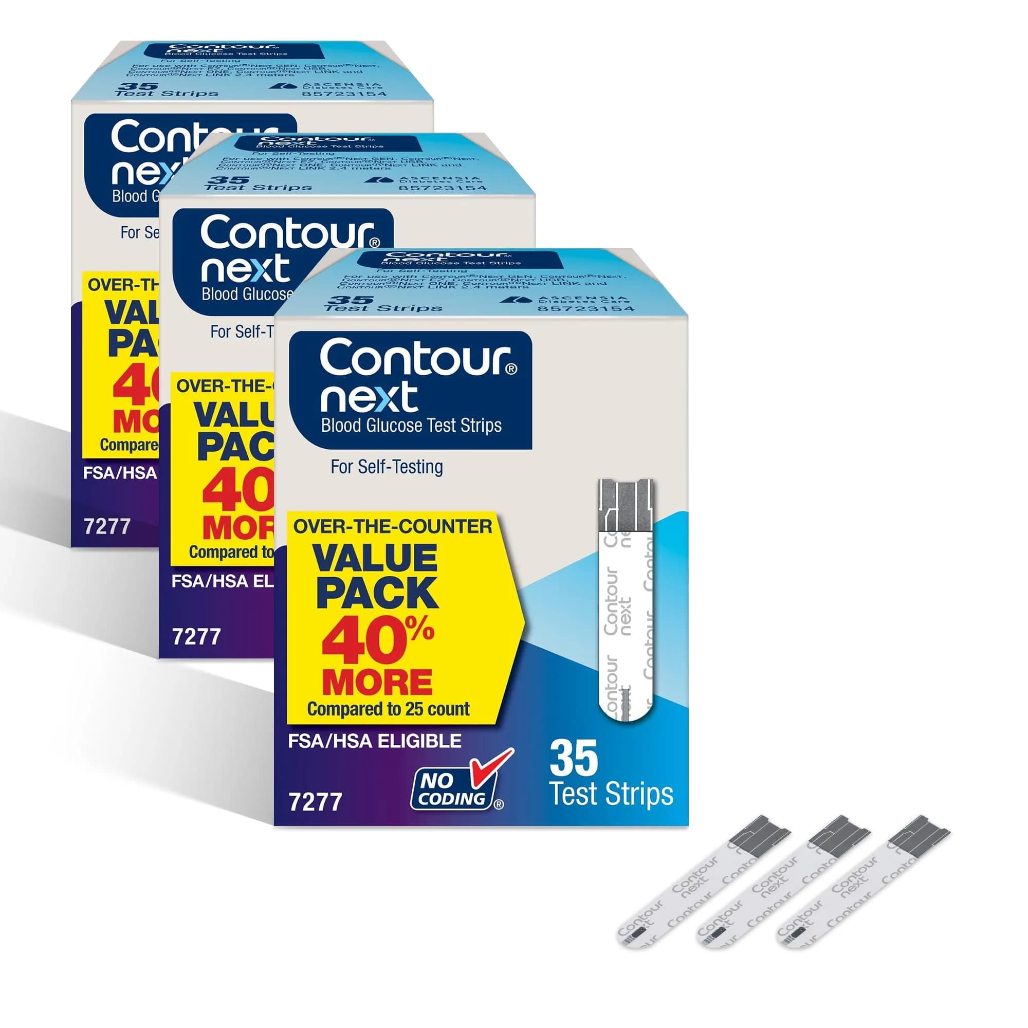 Ascensia Contour Next Blood Glucose Test Strips 105 Count (3x35ct) | Proven Accuracy for Diabetes Management - main product image