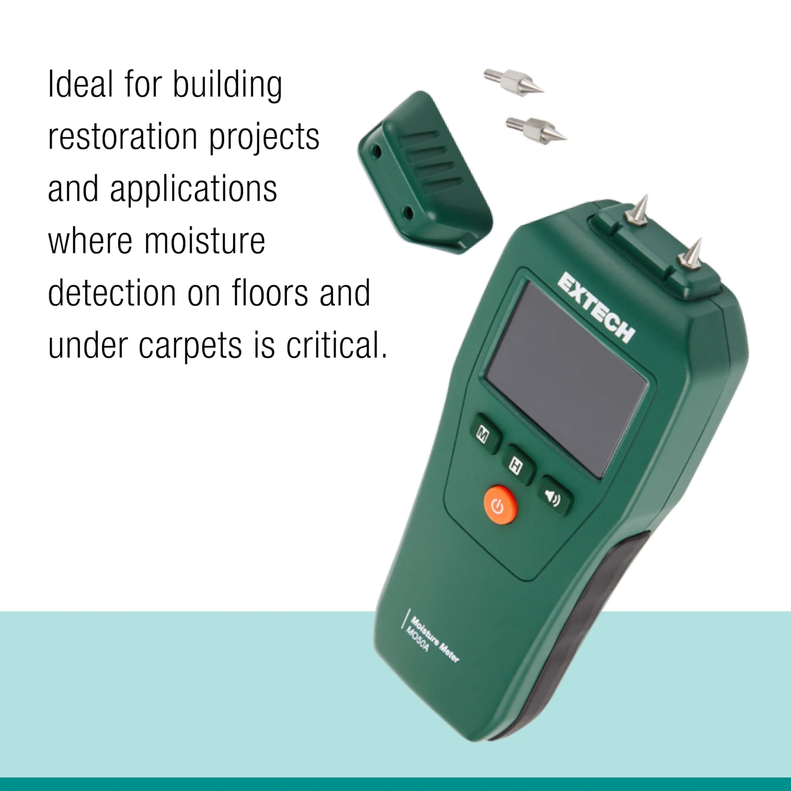 Extech MO50A Compact Pin Moisture Meter | 6.7 x 2.7 x 1.3 inches (17 x 6.9 x 3.3 cm) | Wood 5-50%, Building Materials 1.5-33% - view 6