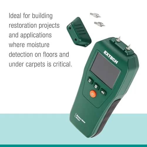 Extech MO50A Compact Pin Moisture Meter | 6.7 x 2.7 x 1.3 inches (17 x 6.9 x 3.3 cm) | Wood 5-50%, Building Materials 1.5-33% thumbnail 6