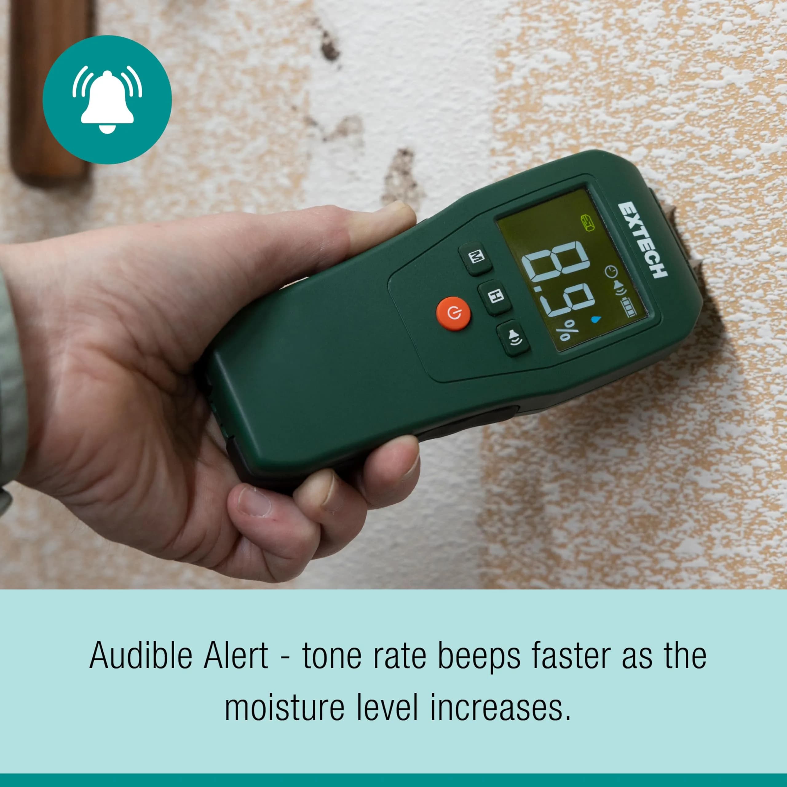 Extech MO50A Compact Pin Moisture Meter | 6.7 x 2.7 x 1.3 inches (17 x 6.9 x 3.3 cm) | Wood 5-50%, Building Materials 1.5-33% - view 4