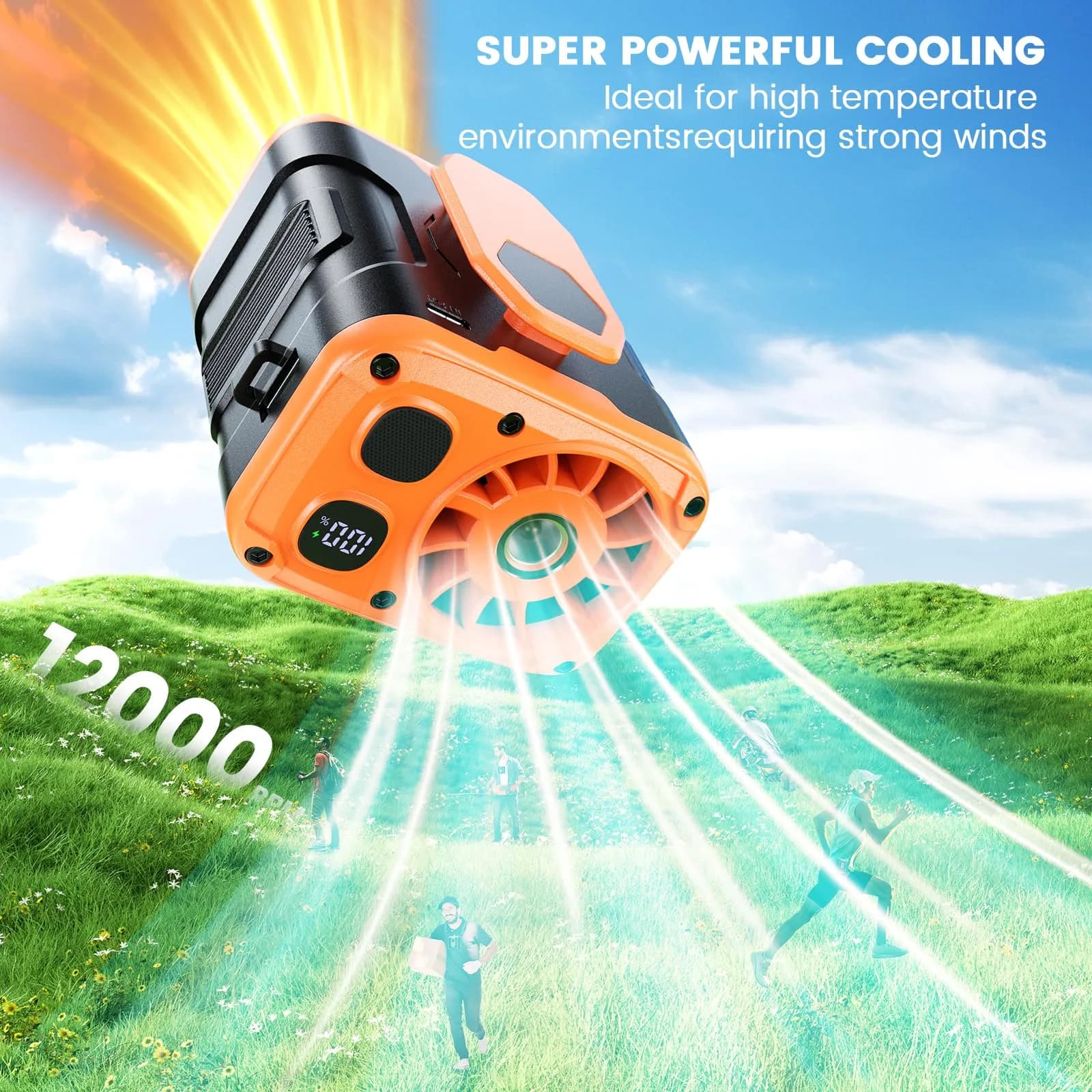 coldSky Upgraded Waist Fan 5 Speeds Clip On Fan, 24 Hrs Cooling for Outdoor - view 2