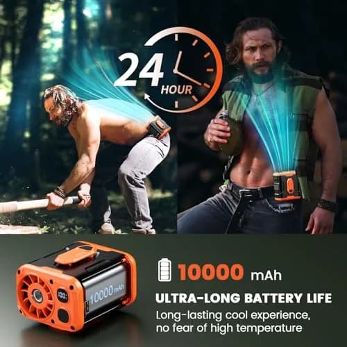 coldSky Upgraded Waist Fan 5 Speeds Clip On Fan, 24 Hrs Cooling for Outdoor thumbnail 3