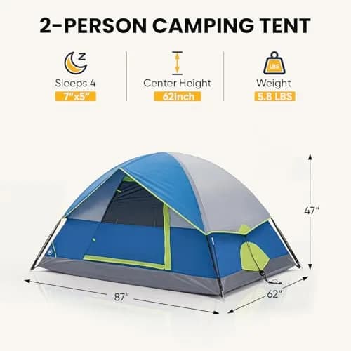 NEWBULIG Camping Tent 2 Person | Waterproof Dome Structure, Quick Setup, Lightweight for Outdoor Adventures thumbnail 5