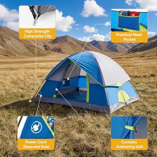 NEWBULIG Camping Tent 2 Person | Waterproof Dome Structure, Quick Setup, Lightweight for Outdoor Adventures thumbnail 2