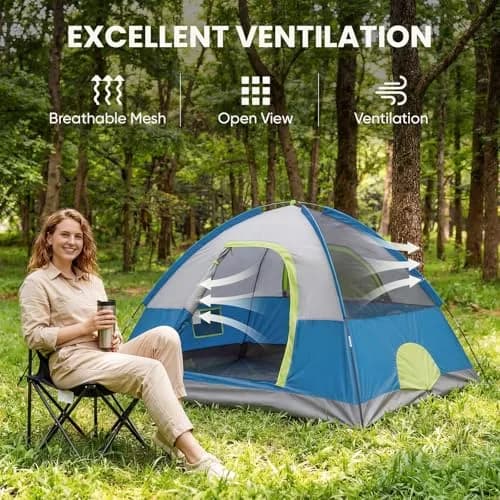 NEWBULIG Camping Tent 2 Person | Waterproof Dome Structure, Quick Setup, Lightweight for Outdoor Adventures thumbnail 4