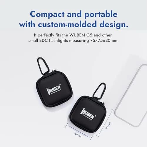 WUBEN G5 Flashlight Holster, EDC Portable Mini Flashlight Pouch 75*75*30mm | Water-Resistant EVA Storage Case with Carabiner Clip thumbnail 4