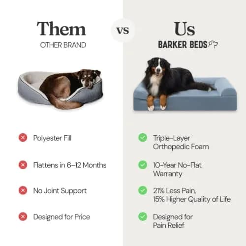 Big Barker Giant Orthopedic Dog Bed - 7" Pillow Top with Headrest - 100-300 lbs - Memory Foam for Joint Pain & Arthritis - Washable - 60"x48"x7" thumbnail 6