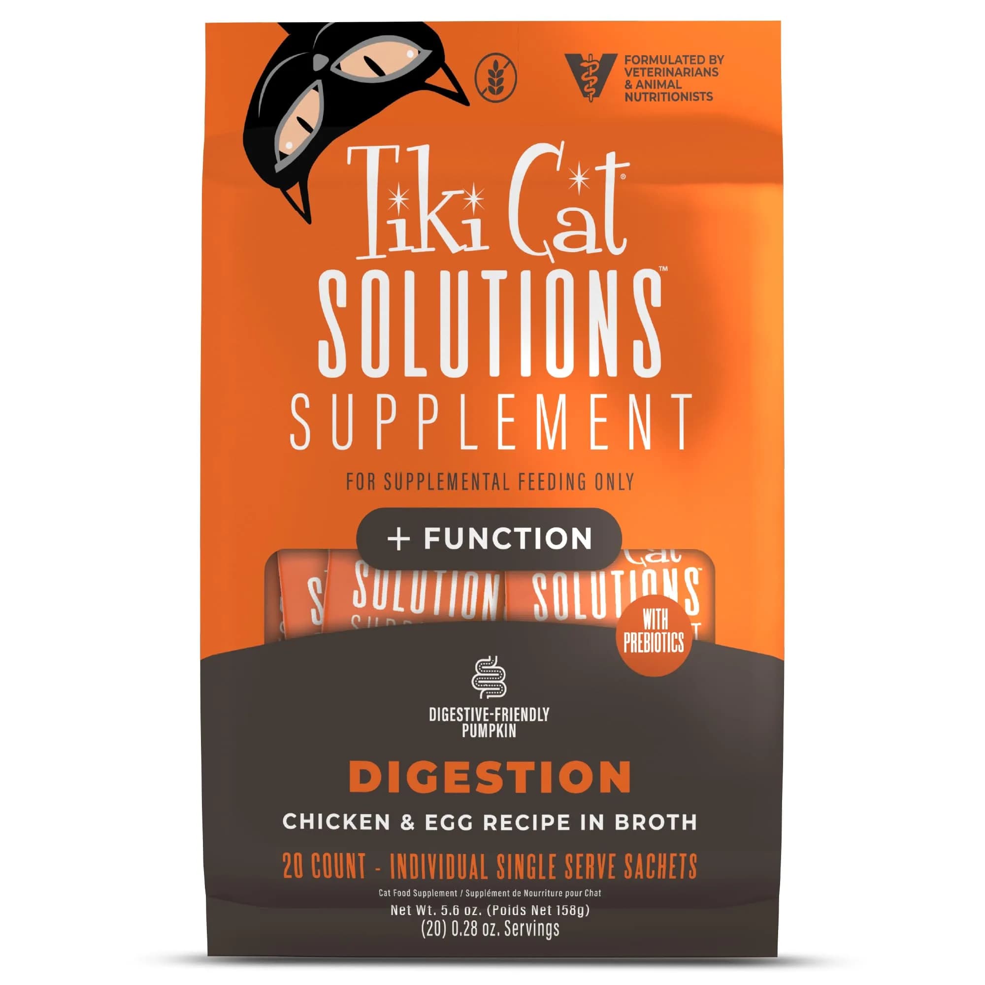 Tiki Cat Solutions Cat Supplement Digestion Chicken & Egg 5.6 oz | Supports Digestive Health with Prebiotics