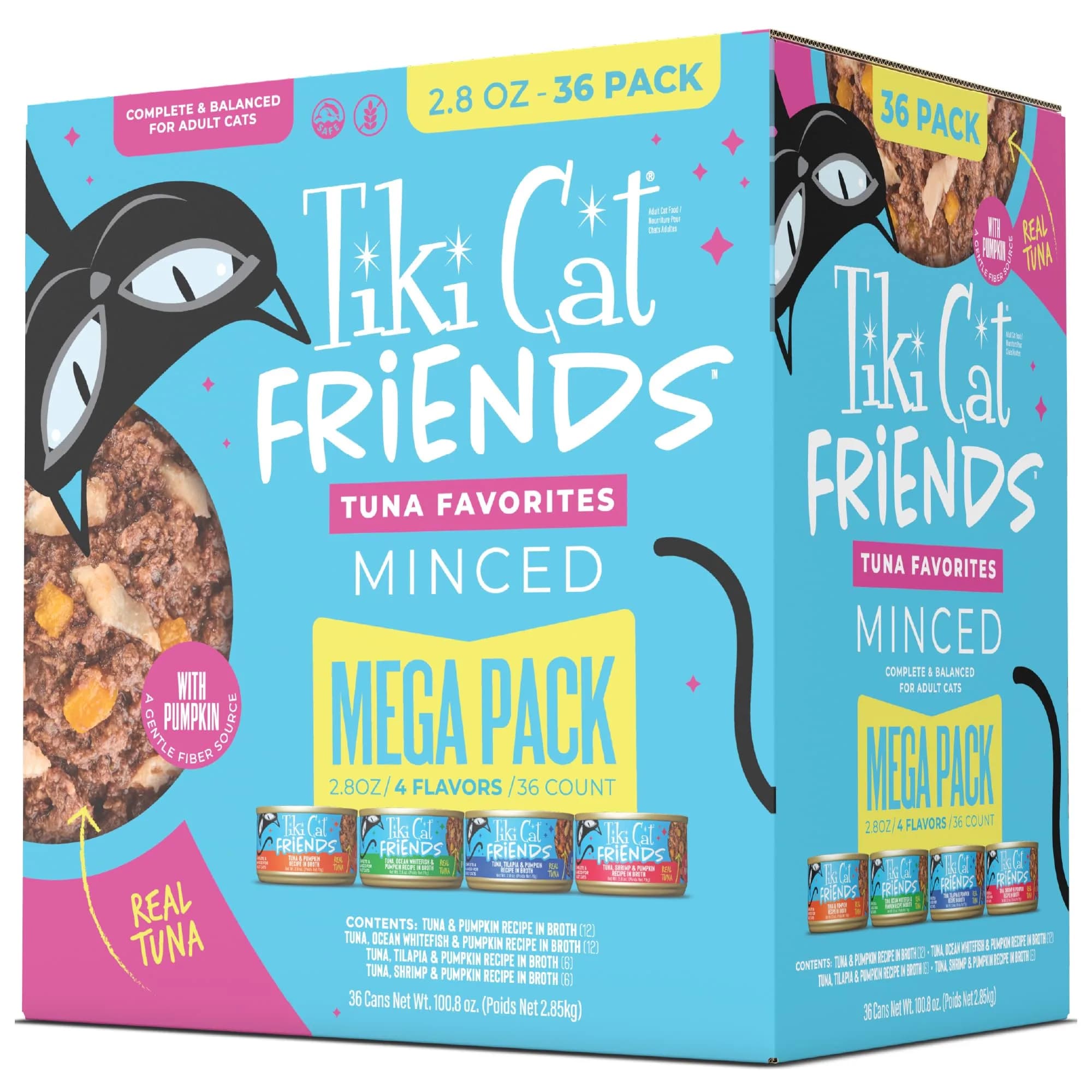 TIKI PETS Tiki Cat Aloha Friends Wet Cat Food, Tuna, Shrimp & Pumpkin, 3oz Can | Grain-Free, High Moisture, Protein-Rich — Variety Pack / 2.8 Ounce