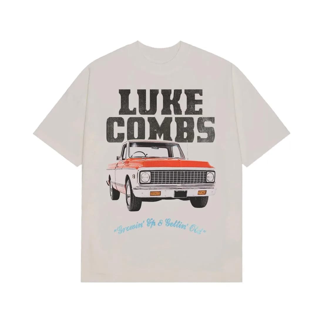 Luke Combs Truck Photo T-Shirt, Natural, Medium | Classic Country Graphic, 100% Cotton