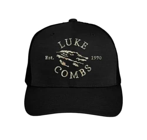 Luke Combs Official Est 1990 Trucker Hat, Black | Adjustable Mesh Cap for Men & Women thumbnail 1
