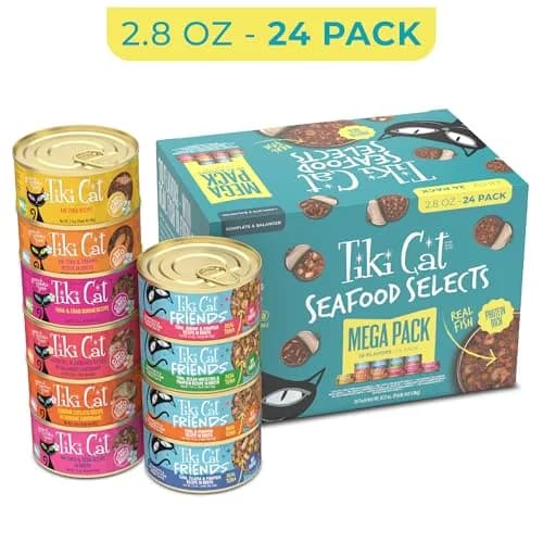 Tiki Cat Wet Cat Food Mega Pack, Seafood Selects, 2.8 oz (24) | Protein-Rich, Grain-Free, Hydrating thumbnail 2