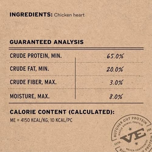 Vital Essentials Freeze Dried Raw Chicken Hearts Cat Treats 2.75 oz (78 g) | Single Ingredient Protein Boost thumbnail 3