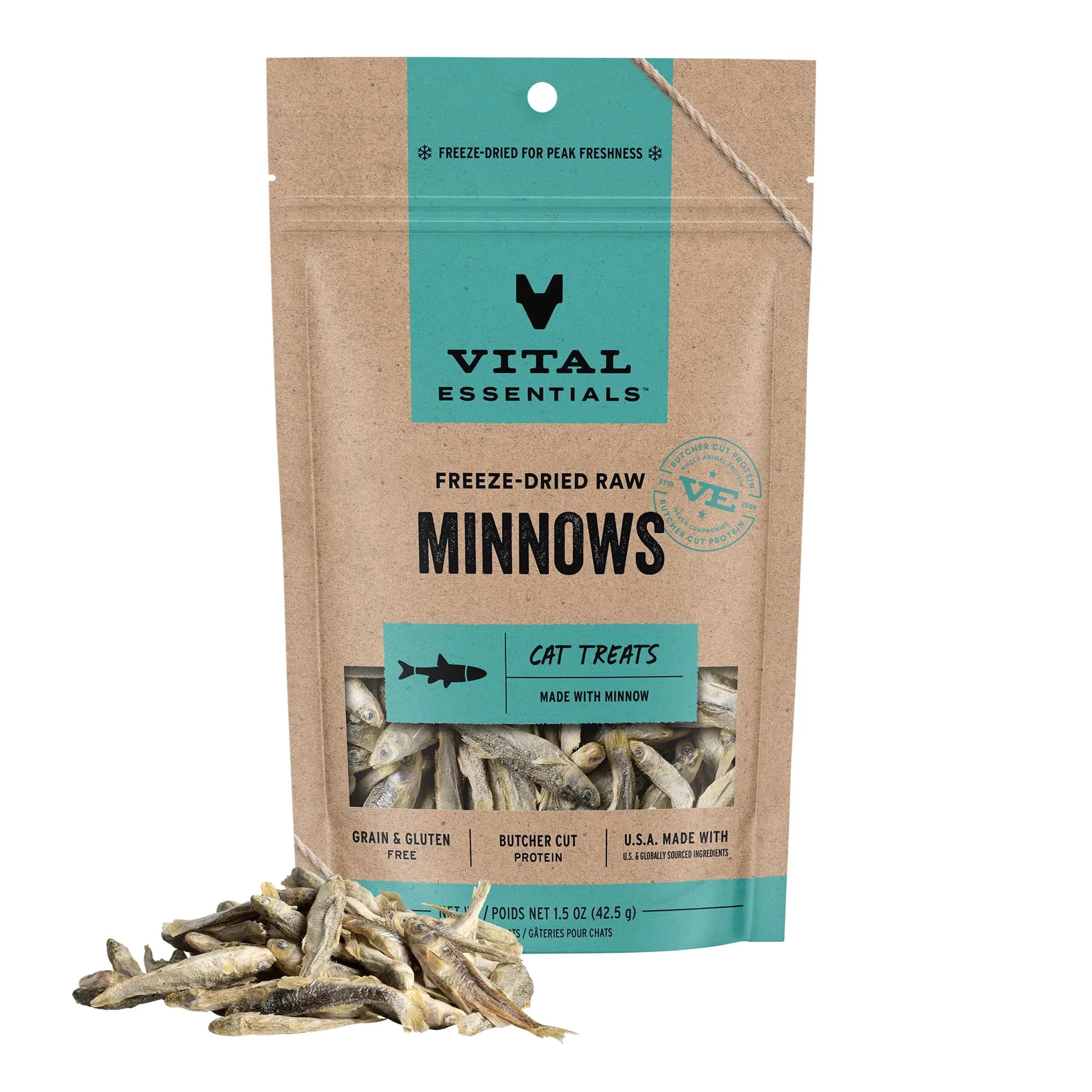 Vital Essentials Freeze Dried Minnows Cat Treats 1.5 oz (42.5 g) | Single Ingredient Raw Protein - main product image