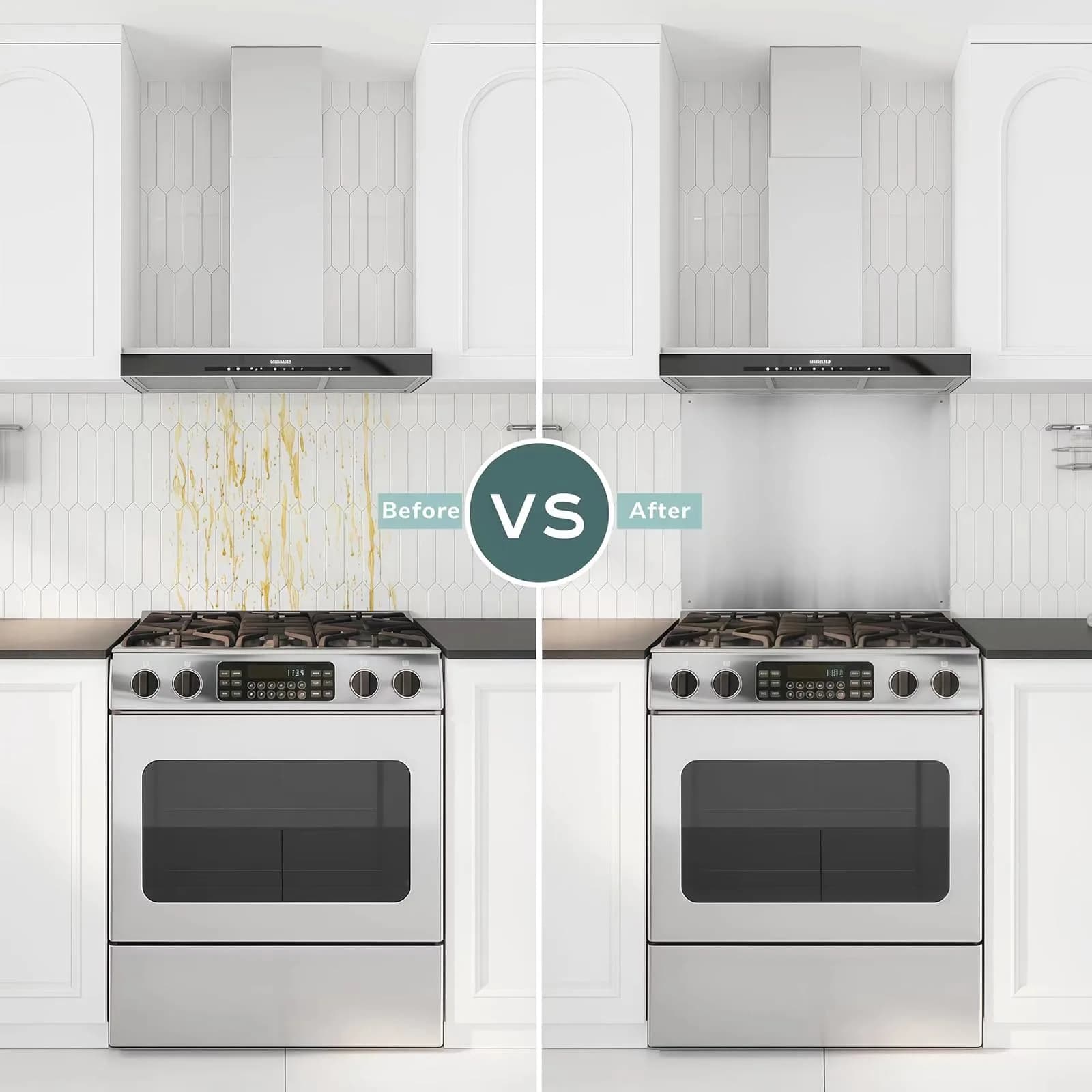 Generic 24"x36" Reversible Stainless Steel Kitchen Backsplash | Wall Splatter Guard for Clean Cooking - view 5