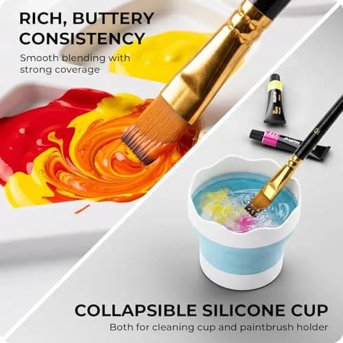Nicpro 92PCS Acrylic Paint Canvas Set for Adults | 48 Paints, 8"x10" Canvas Panels, Artist Supplies Kit thumbnail 4