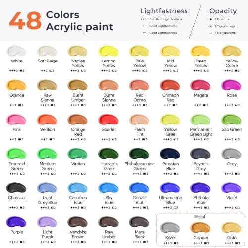 Nicpro 92PCS Acrylic Paint Canvas Set for Adults | 48 Paints, 8"x10" Canvas Panels, Artist Supplies Kit thumbnail 5