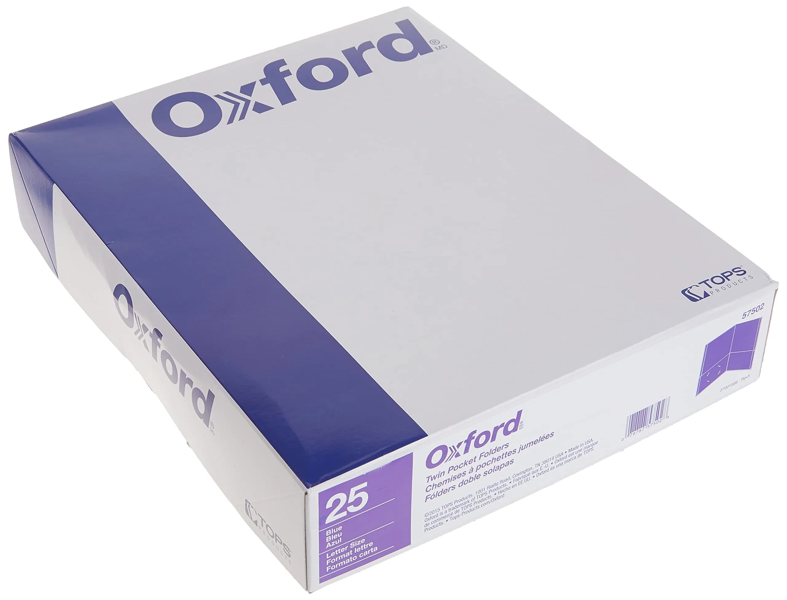 Oxford Textured Paper Twin-Pocket Folders, Letter Size, Blue, 100 Sheets Capacity, 25 Count (Pack of 5) | USA Imported Stationery - view 5