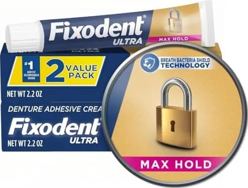 Fixodent Ultra Max Hold Denture Adhesive 2.2 Oz (Pack of 12) | Bulk Pack for Long-Term Use thumbnail 1