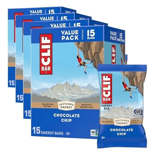 CLIF BAR Chocolate Chip Energy Protein Bars 60 Count (144 oz) | Plant-Based, Non-GMO, Made with Organic Oats thumbnail 1