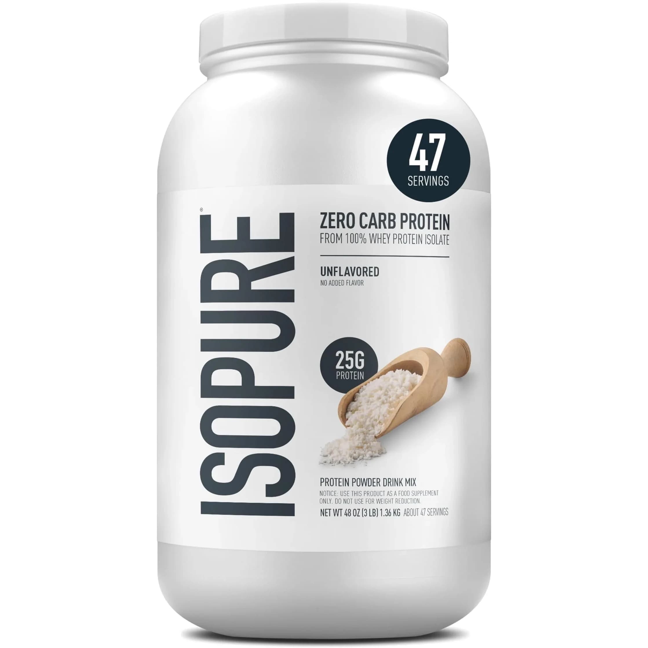 Isopure Zero Carb Whey Protein Isolate Powder Unflavored 2.72 kg (6 lb) | 25g Protein Per Serving, Gluten Free - main product image
