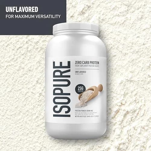 Isopure Zero Carb Whey Protein Isolate Powder Unflavored 2.72 kg (6 lb) | 25g Protein Per Serving, Gluten Free thumbnail 2