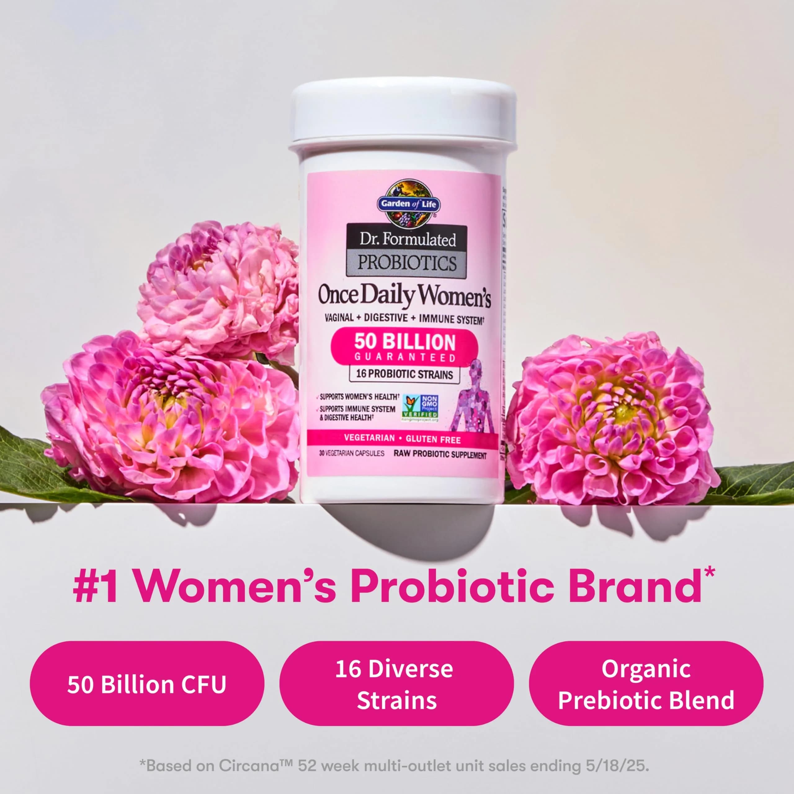 Garden of Life Dr. Formulated Once Daily Women's Probiotics 50 Billion CFU 180 Count (Pack of 6) | Digestive, Immune & Vaginal Health Support - view 4