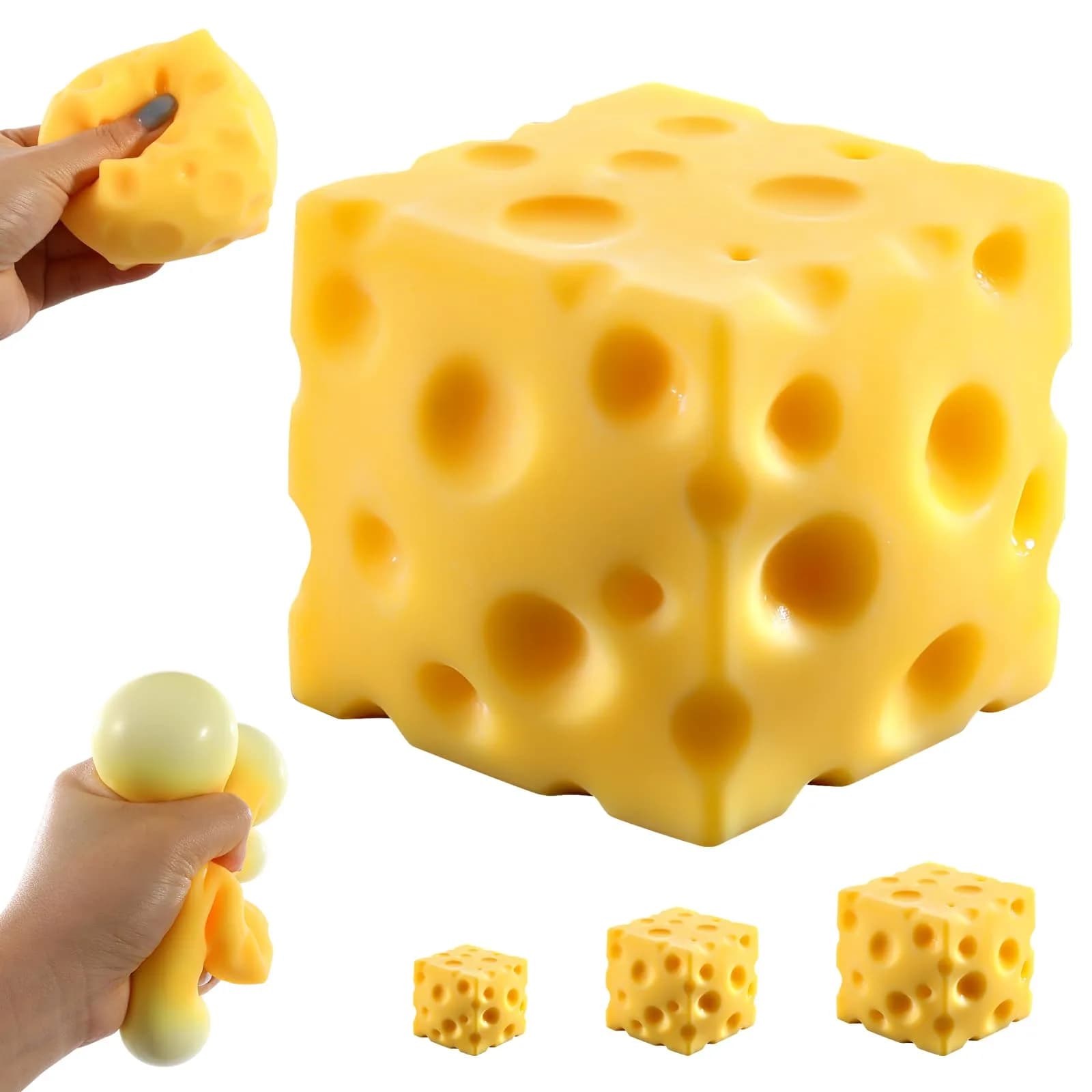 KUBEIJIA 2.4 Inch Jumbo Cheese Squishy Toy | Small Size Stress Relief Fidget Toy by KUBEIJIA - main product image