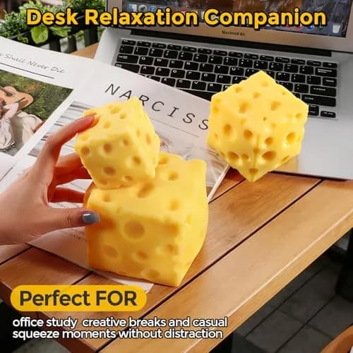 KUBEIJIA Cheese Squishy 6 cm (2.4 inches) | Non-Toxic TPR Stress Ball thumbnail 3