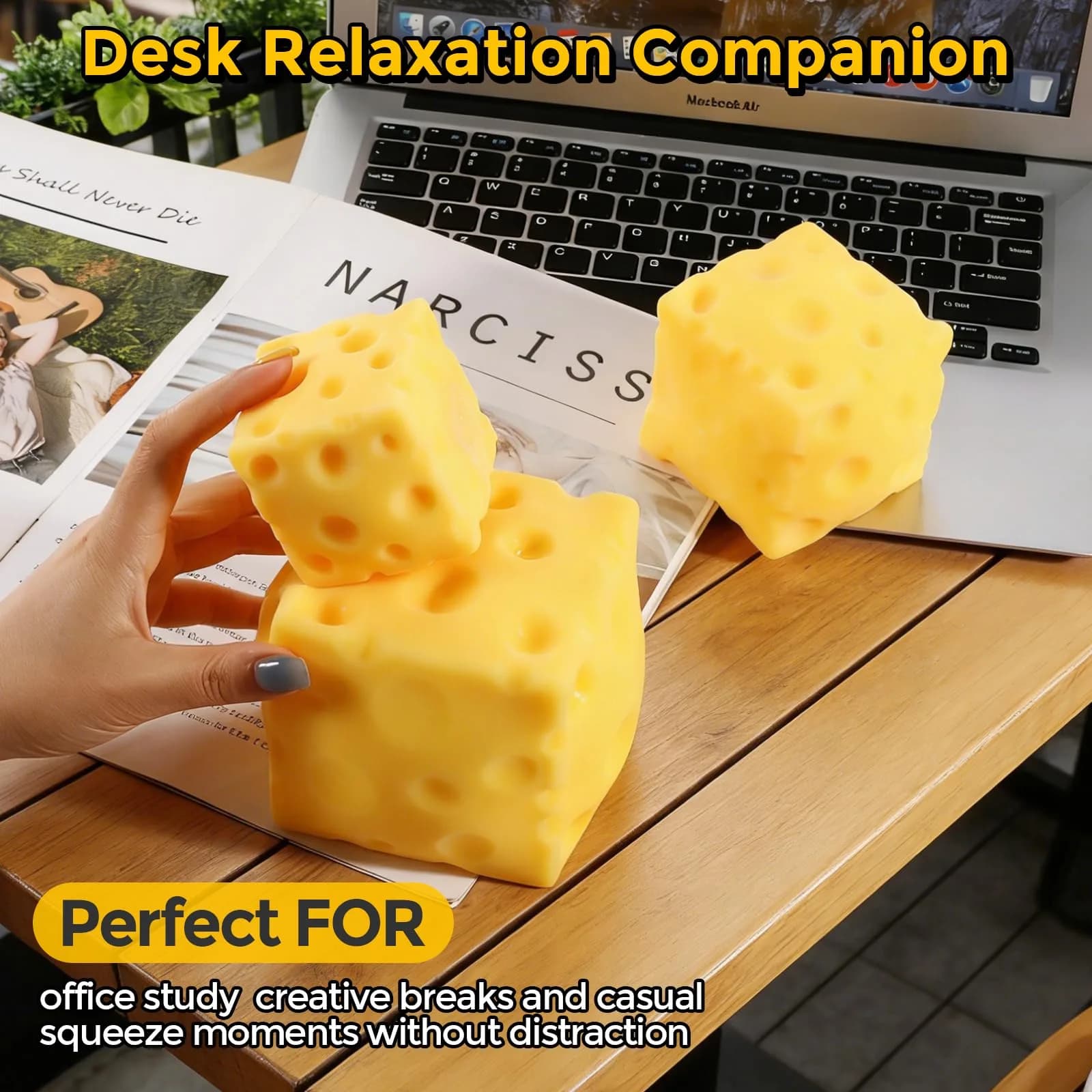 KUBEIJIA Jumbo Cheese Squishy (10cm/4 Inch) | Large Size Stress Relief Fidget Toy - view 3
