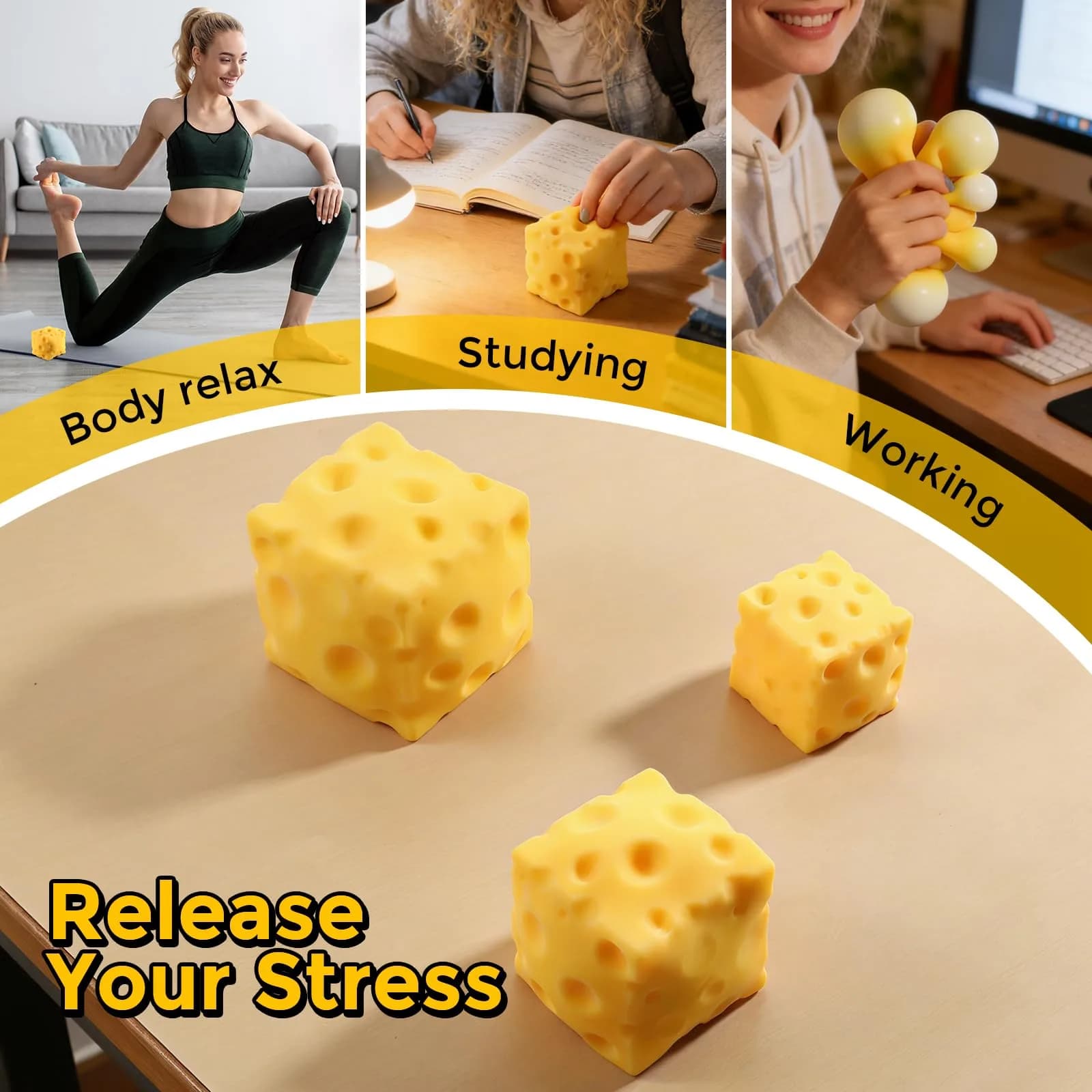 KUBEIJIA Jumbo Cheese Squishy (10cm/4 Inch) | Large Size Stress Relief Fidget Toy - view 5