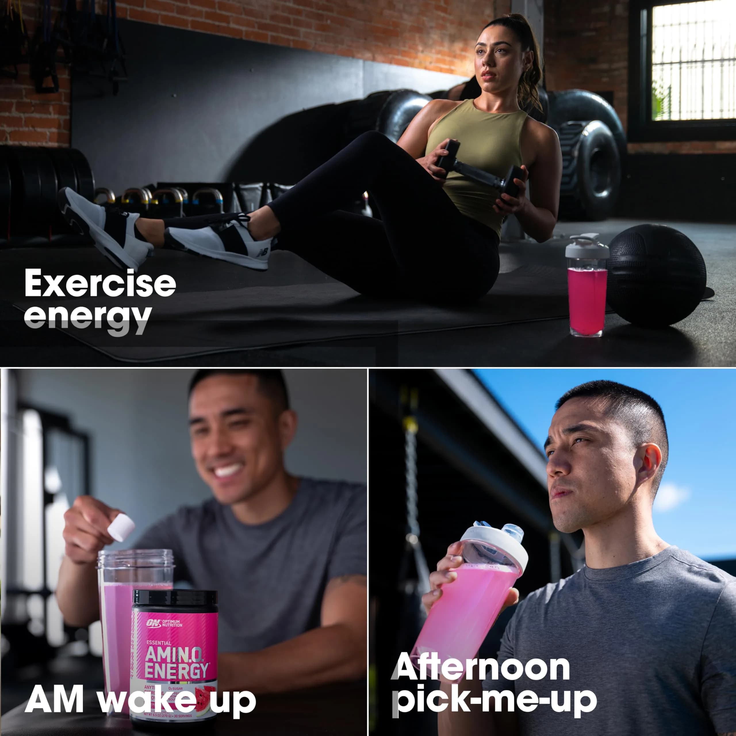 Optimum Nutrition Essential AmiN.O. Energy Watermelon Flavor Pre Workout Powder, 65 Servings | Supports Recovery & Energy - view 3