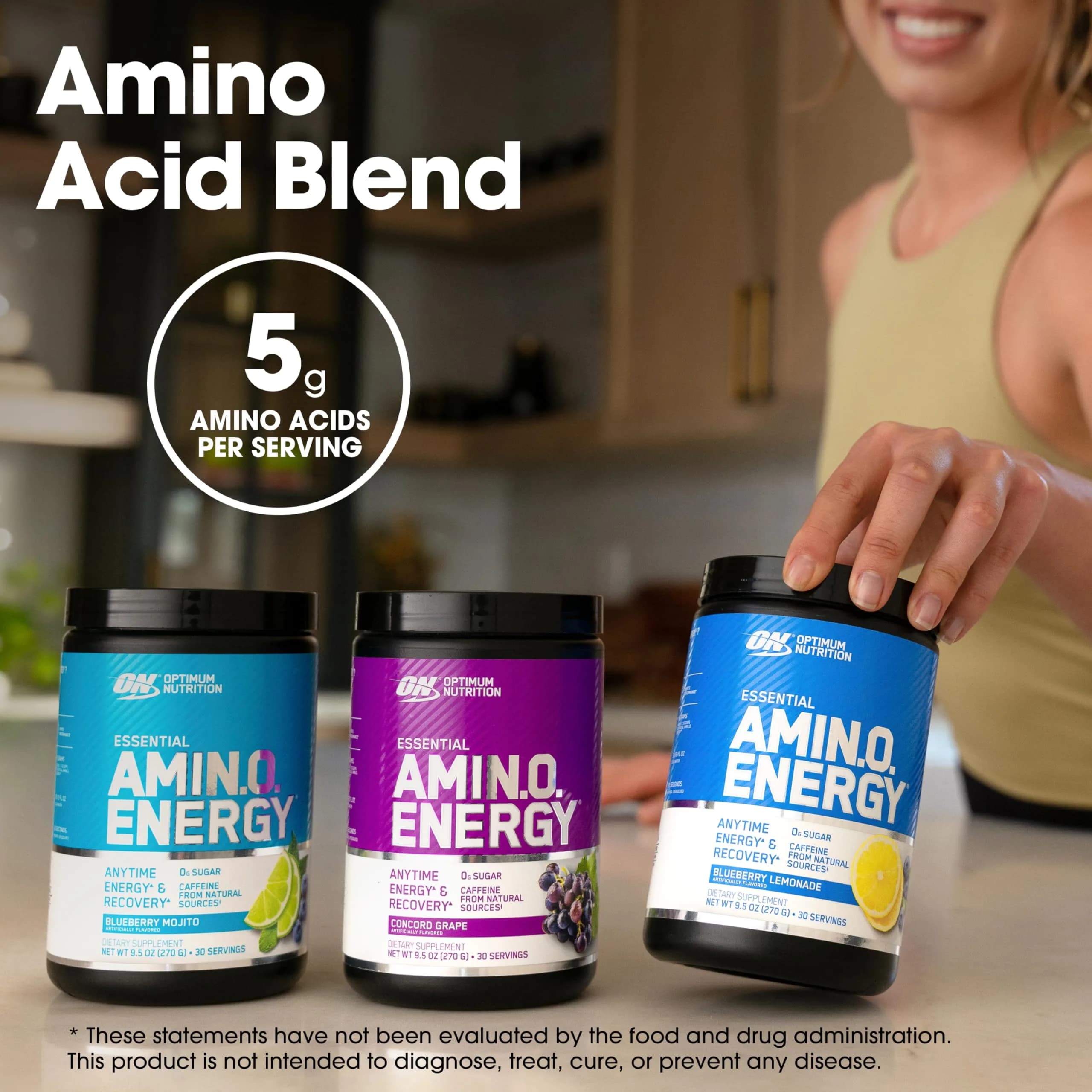 Optimum Nutrition Essential AmiN.O. Energy Watermelon Flavor Pre Workout Powder, 65 Servings | Supports Recovery & Energy - view 5