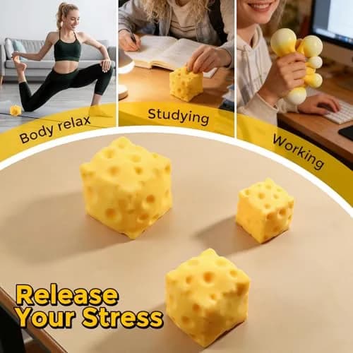 KUBEIJIA Cheese Squishy Block 7cm (2.8 inch) | Non-Toxic TPR Stress Relief Toy thumbnail 5