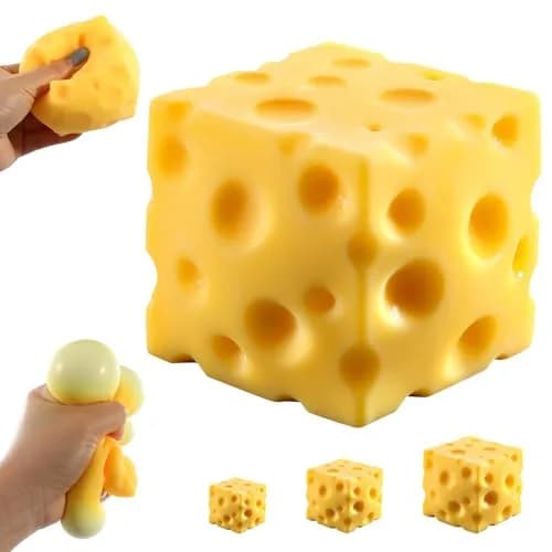 KUBEIJIA Cheese Squishy Block 7cm (2.8 inch) | Non-Toxic TPR Stress Relief Toy thumbnail 1