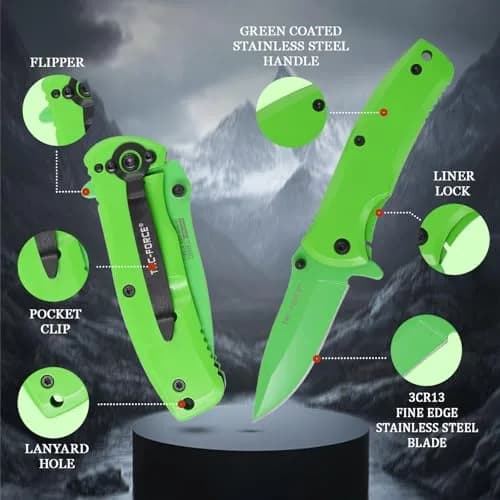 Tac-Force Folding Pocket Knife 2.75" Stainless Steel Blade | Frame Lock, Green thumbnail 3