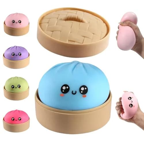 DASDSA Dumpling Squishy Stress Ball with Slow Rebound TPR, Blue | Cute Desk Decor for Adults Anxiety Relief - main product image