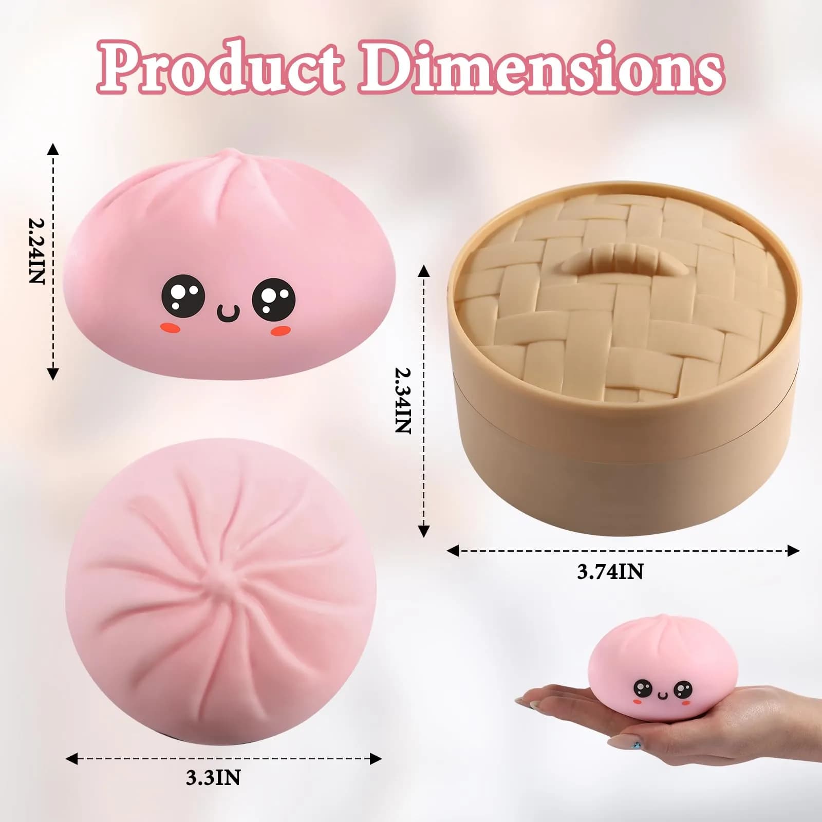 DASDSA Pink Dumpling Squishy Stress Ball Fidget Sensory Toy for Adults Anxiety Relief - view 2